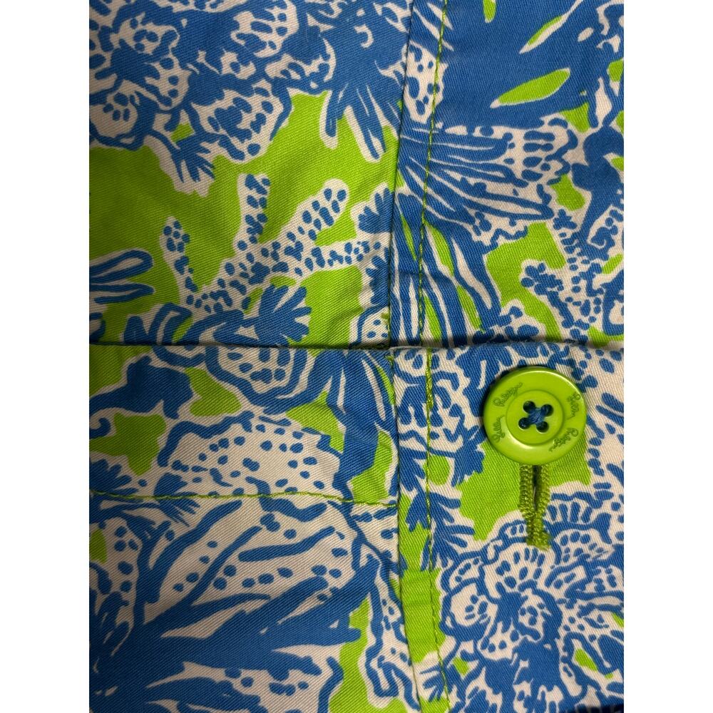 Lilly Pulitzer Walsh Shorts Biggest Fan Green Blue Seahorses Coral Size 2 - Picture 5 of 5